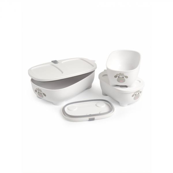 Lot de 3 lunch box empilables Bentomal Blanc Mouton