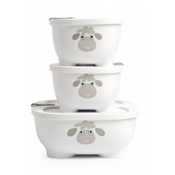 Lot de 3 lunch box empilables Bentomal Blanc Mouton