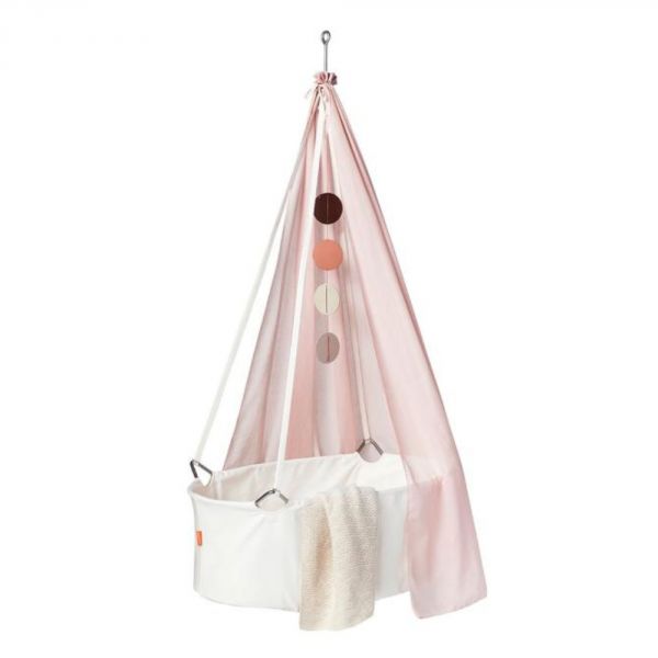 Berceau blanc Classic avec trépied et voile Rose pastel