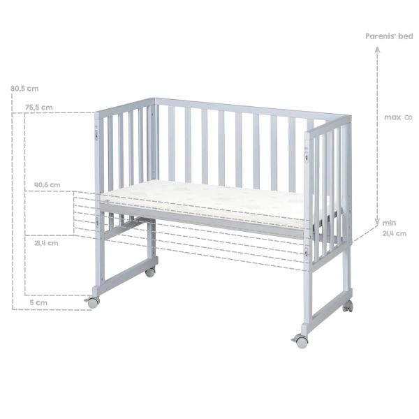 Berceau cododo 3 en 1 bois gris avec matelas et nid