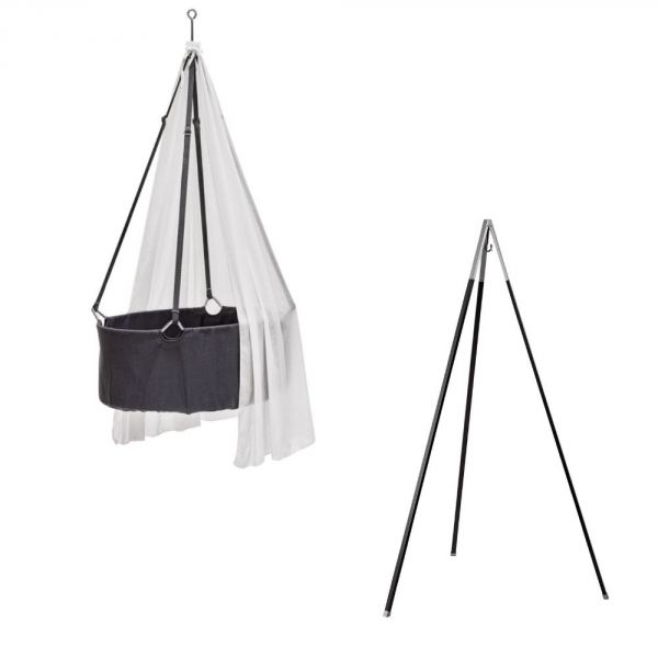 Berceau gris Classic avec trépied et voile Blanc