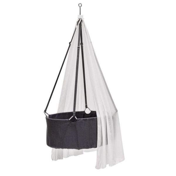Berceau gris Classic avec trépied et voile Blanc