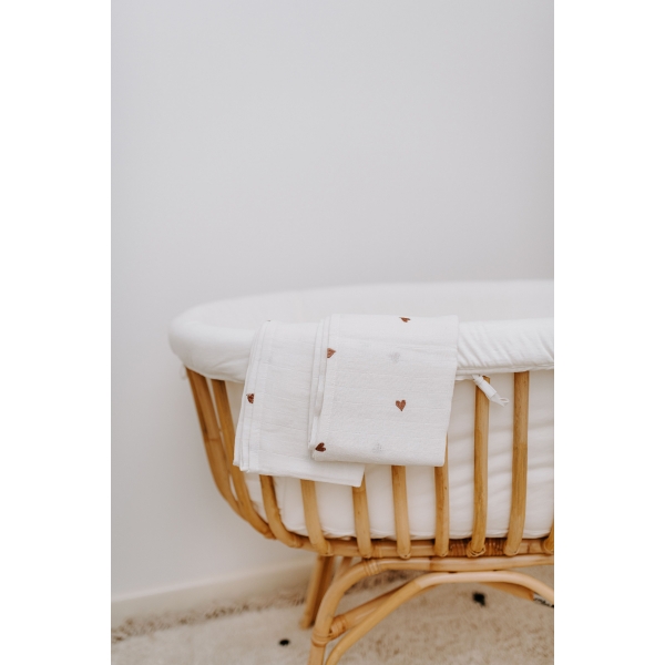 Berceau rotin 80x40 Jersey écru + matelas