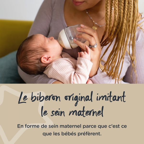 Tommee Tippee Biberon Closer to Nature, Tetine à Débit Lent avec Valve  Anti-Colique, Imite la Forme du Sein, 150ml, Lot de 1, Transparent :  : Bébé et Puériculture