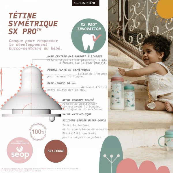 Biberon 270ml avec tétine SX Pro M Walk in the park rose