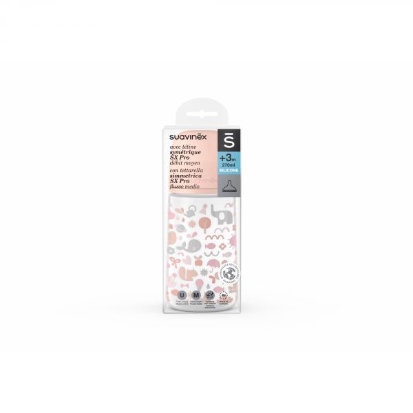 Biberon anti colique 270 ml Memories rose corail