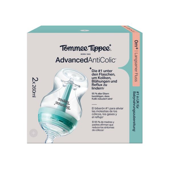 Lot de 2 biberons anti-colique avancé transparent 260 ml