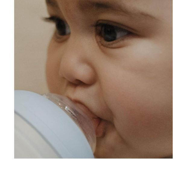 Biberon anti-colique en silicone medical 150 ml, Bleu-ciel