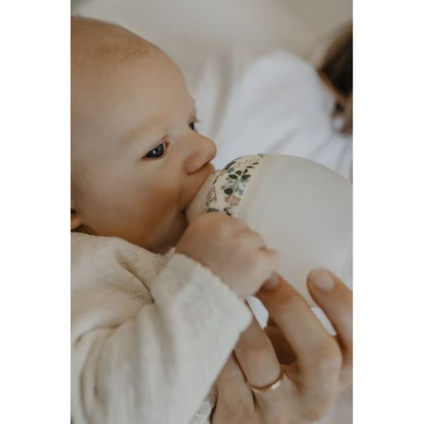 Biberon anti-colique en silicone medical 150 ml, That's Mine, Fleurs et lapins