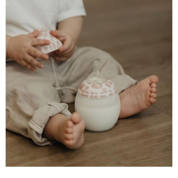 Biberon anti-colique en silicone medical 150 ml, Rose Graou