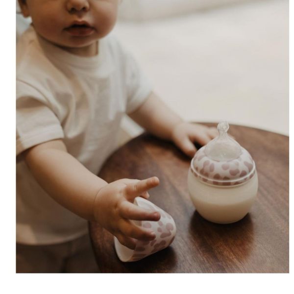 Biberon anti-colique en silicone medical 150 ml, Rose Graou