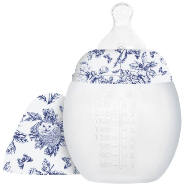 Biberon anti-colique en silicone 240 ml - Motif toile de Jouy Tartine et Chocolat, Bleu