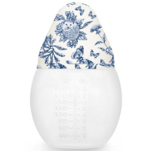 Biberon anti-colique en silicone 240 ml - Motif toile de Jouy Tartine et Chocolat, Bleu