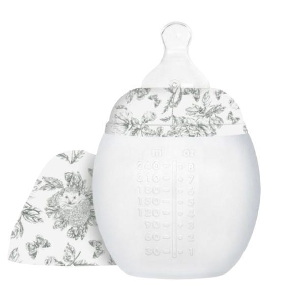 Biberon anti-colique en silicone 240 ml - Motif toile de Jouy Tartine et Chocolat, Gris