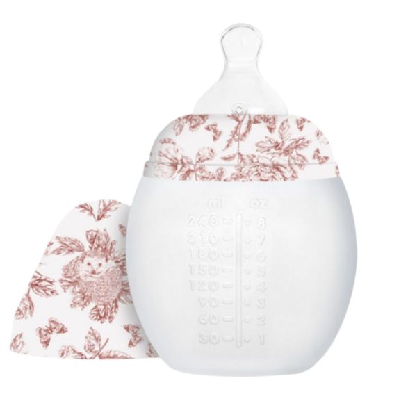 Biberon anti-colique en silicone 240 ml - Motif toile de Jouy Tartine et Chocolat, Rose