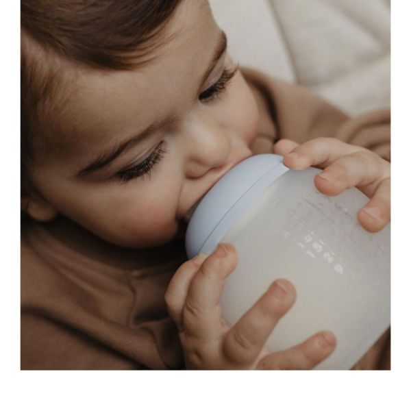 Biberon anti-colique en silicone medical 240 ml, Bleu-ciel