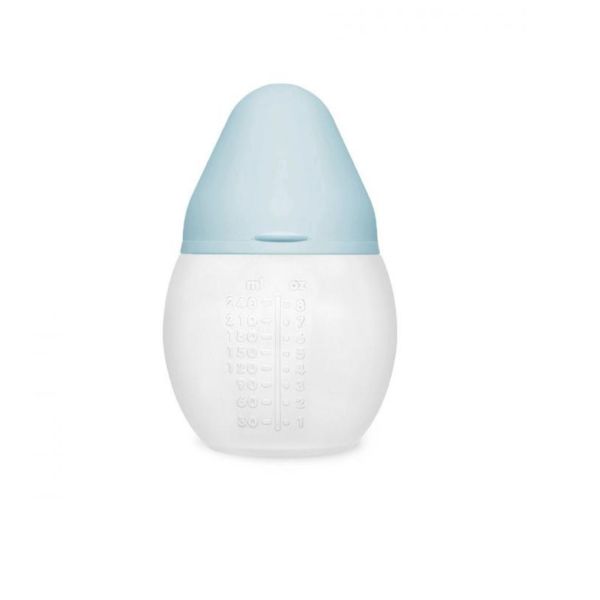 Biberon anti-colique en silicone medical 240 ml, Bleu-ciel