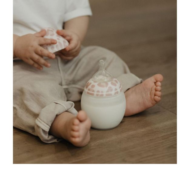 Biberon anti-colique en silicone medical 240 ml, Rose Graou