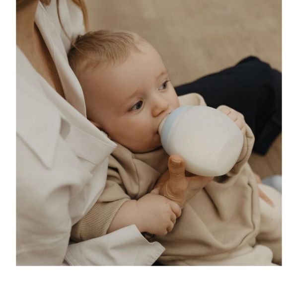 Biberon anti-colique en silicone medical 330 ml, Bleu-ciel