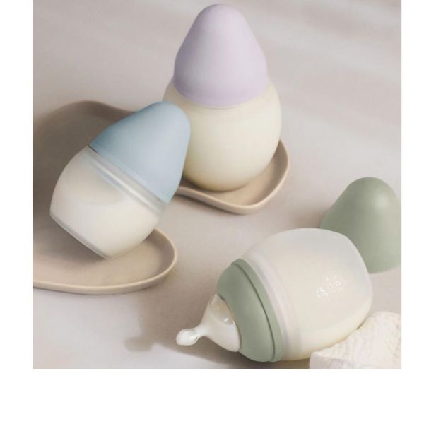 Biberon anti-colique en silicone medical 330 ml, Bleu-ciel