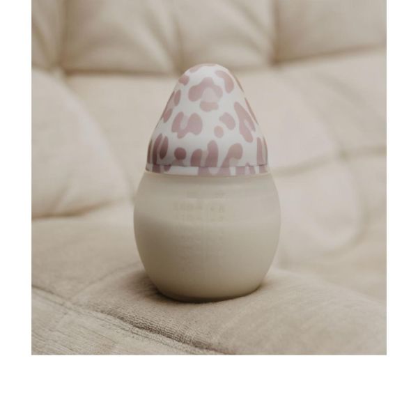 Biberon anti-colique en silicone medical 330 ml, Rose Graou