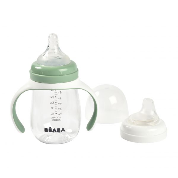 Biberon d'apprentissage 2 en 1 210 ml - vert sauge