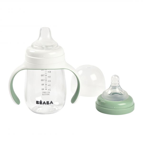 Biberon d'apprentissage 2 en 1 210 ml - vert sauge