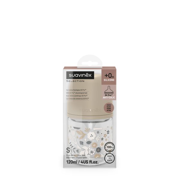 Biberon verre 120 ml avec tétine SX Pro S Wonderland Beige