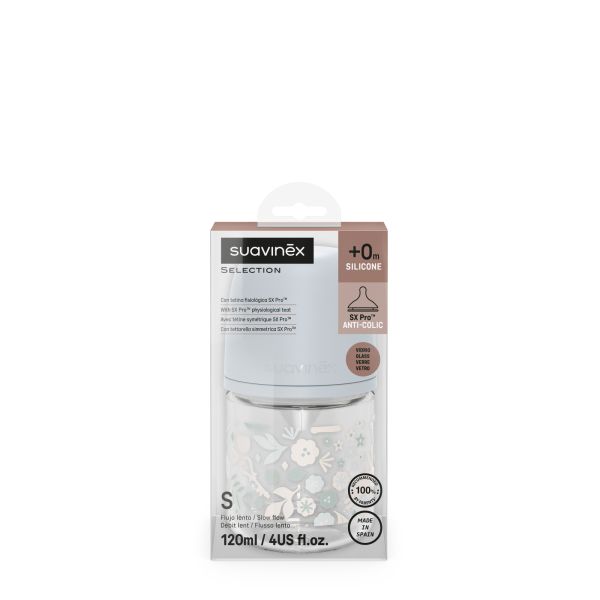Biberon verre 120 ml avec tétine SX Pro S Wonderland Bleu