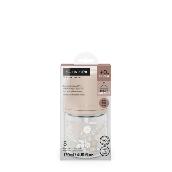 Biberon verre 120 ml avec tétine SX Pro S Wonderland Rose
