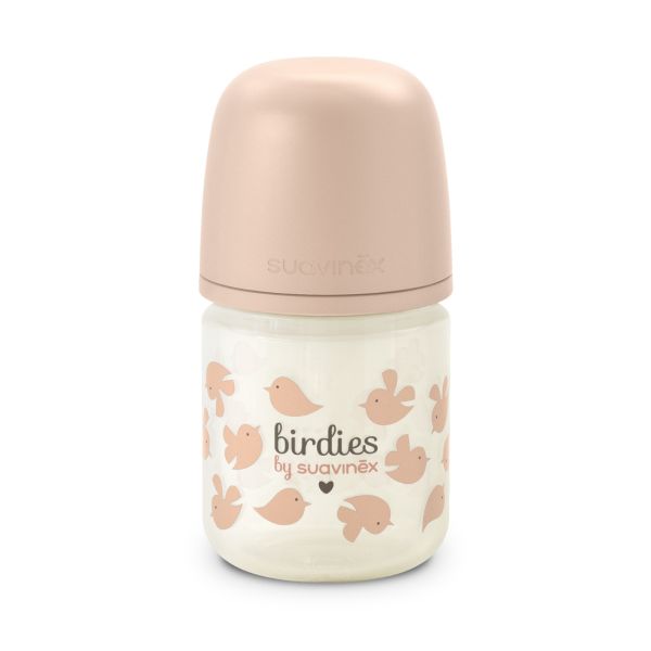 Biberon en verre bébé 120 ml avec tétine SX Pro Birdies Rose