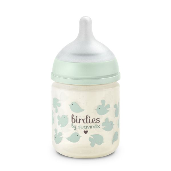 Biberon en verre bébé 120 ml avec tétine SX Pro Birdies Vert