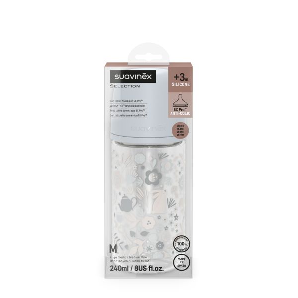 Biberon verre 240 ml avec tétine SX Pro M Wonderland Bleu