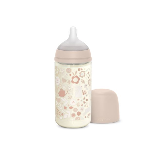 Biberon verre 240 ml avec tétine SX Pro M Wonderland Rose