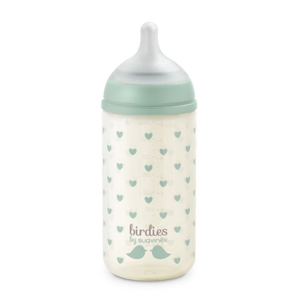 Biberon en verre bébé 240 ml avec tétine SX Pro Birdies Vert