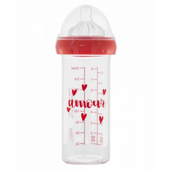 Biberon en verre  240 ml 0-6 mois Amour