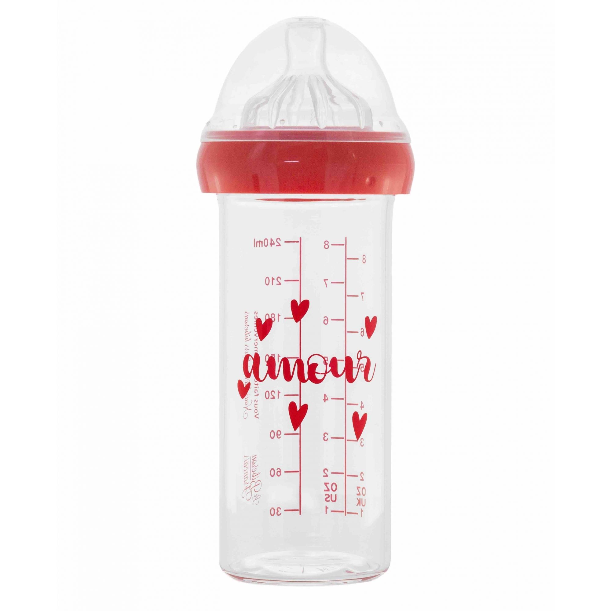 Biberon en verre 240 ml 0-6 mois Amour - Made in Bébé