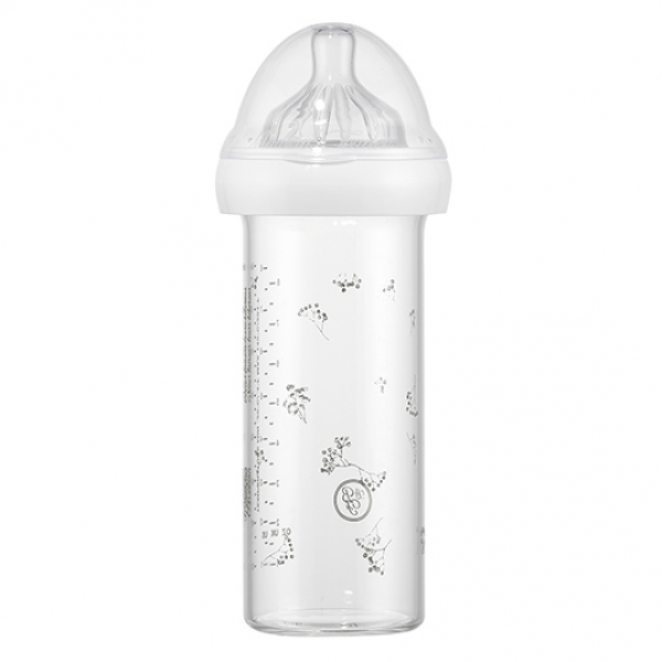 Biberon en verre  240 ml Gypsophilia gris 0-6 mois