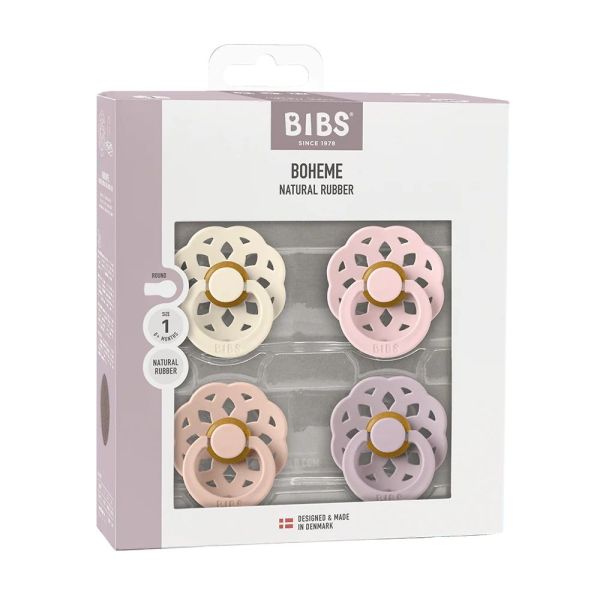 Pack de 4 sucettes physiologiques Latex Bohème Taille 1 - coloris mixé