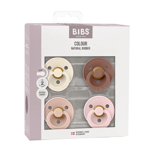 Lot de 4 sucettes physiologiques bébé taille 1 - 4 couleurs