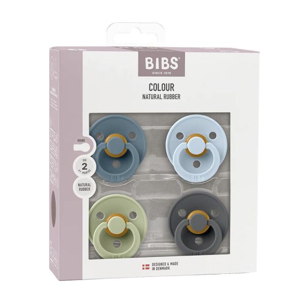 Lot de 4 sucettes physiologiques bébé taille 1 - 4 couleurs