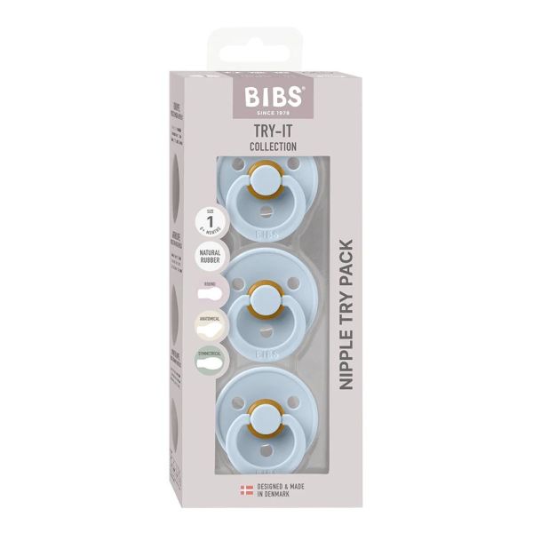 Pack de 3 sucettes Try-It Baby blue