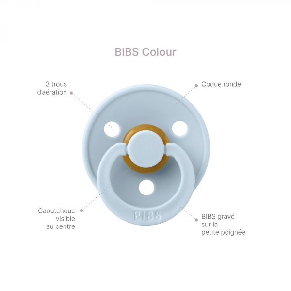 Pack de 2 sucettes Colour Caoutchouc 0-6 mois Pin Ivory Steel Blue mix