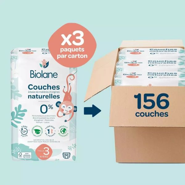 Couches bébé taille 3 Pack 1 mois 156 couches