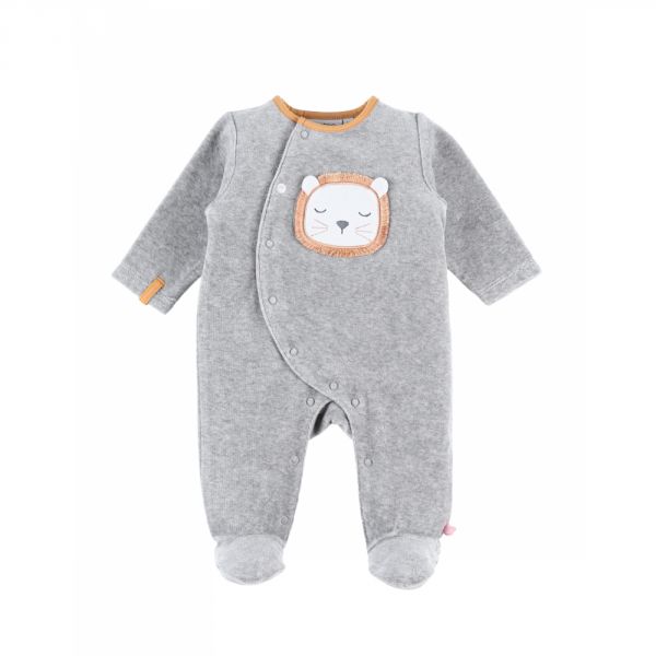 Pyjama bébé en velours Babou & kendi gris - 6 mois