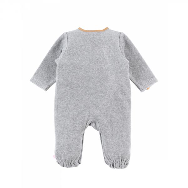 Pyjama bébé en velours Babou & kendi gris - 6 mois