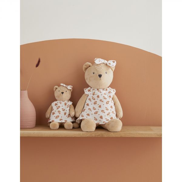 Peluche Kendi medium en Veloudoux beige/terracotta