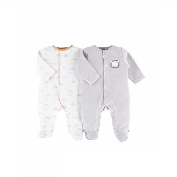 Lot de 2 pyjamas bébé en velours Babou & Kendi 9 mois