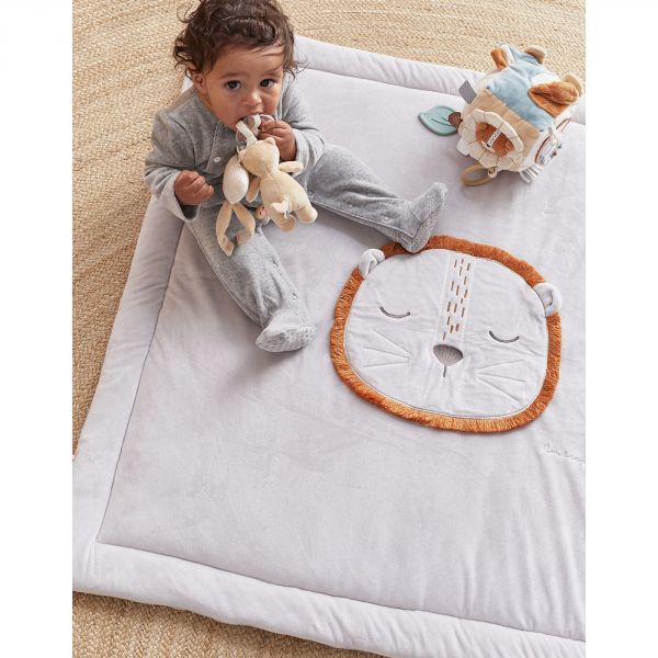 Tapis de parc 75x95 cm Babou en Veloudoux gris clair