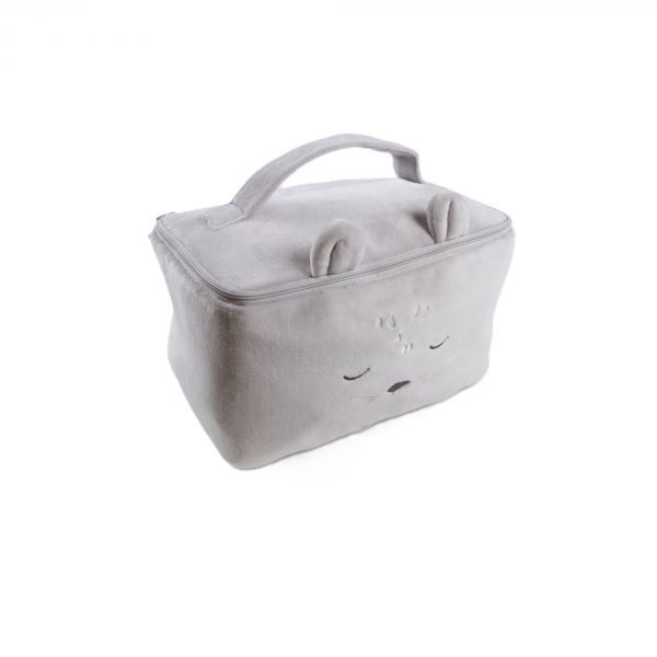 Trousse de toilette Kendi en Veloudoux gris clair